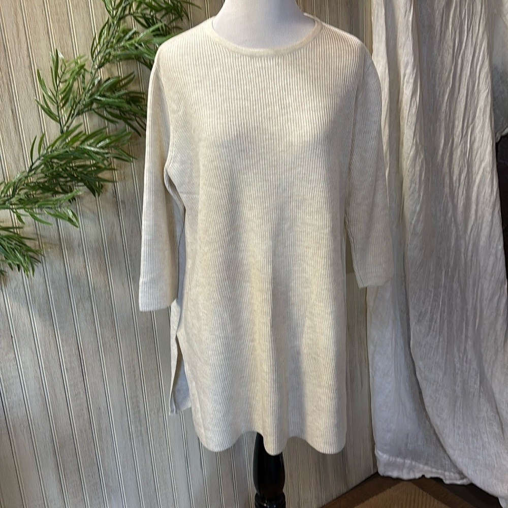 J.Jill Merino Wool Blend, Scoop Neck Knit Tunic Sweater, Medium, EUC, Oa…